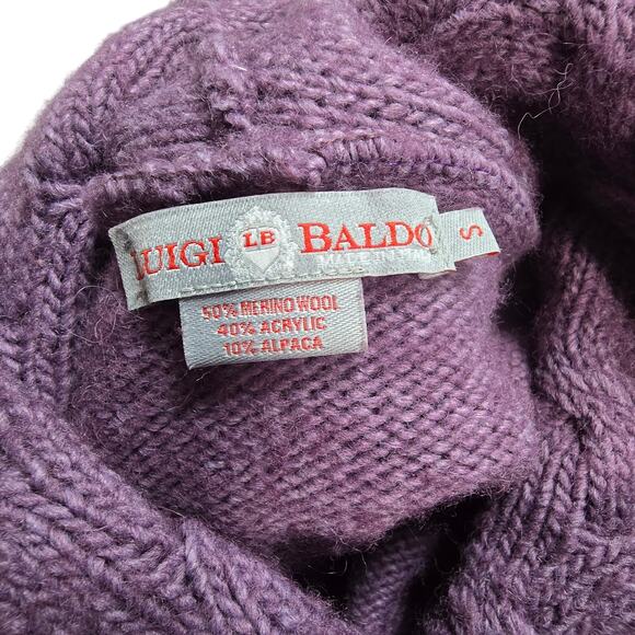 Luigi Baldo Purple Cowl Neck Merino Wool Acrylic Alpaca Sweater Size Small - Picture 4 of 5